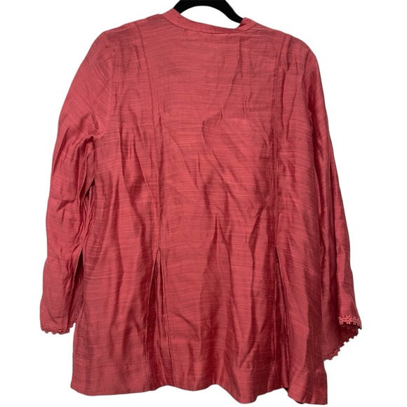 Soft Surroundings Top Womens M Pink Floral Silk Blend Embroidered Boho - Picture 2 of 13